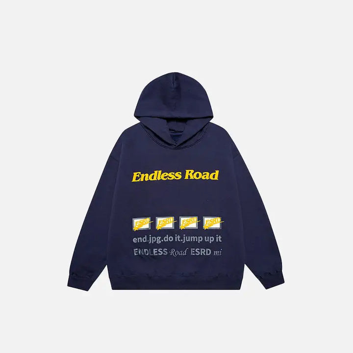Endless road y2k hoodie for stylish streetwear comfort - navyblue / m - hoodies