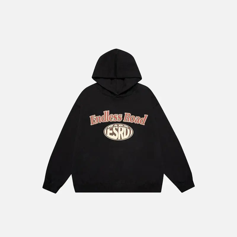 Endless road y2k oversized hoodie for streetwear style - black / m - hoodies