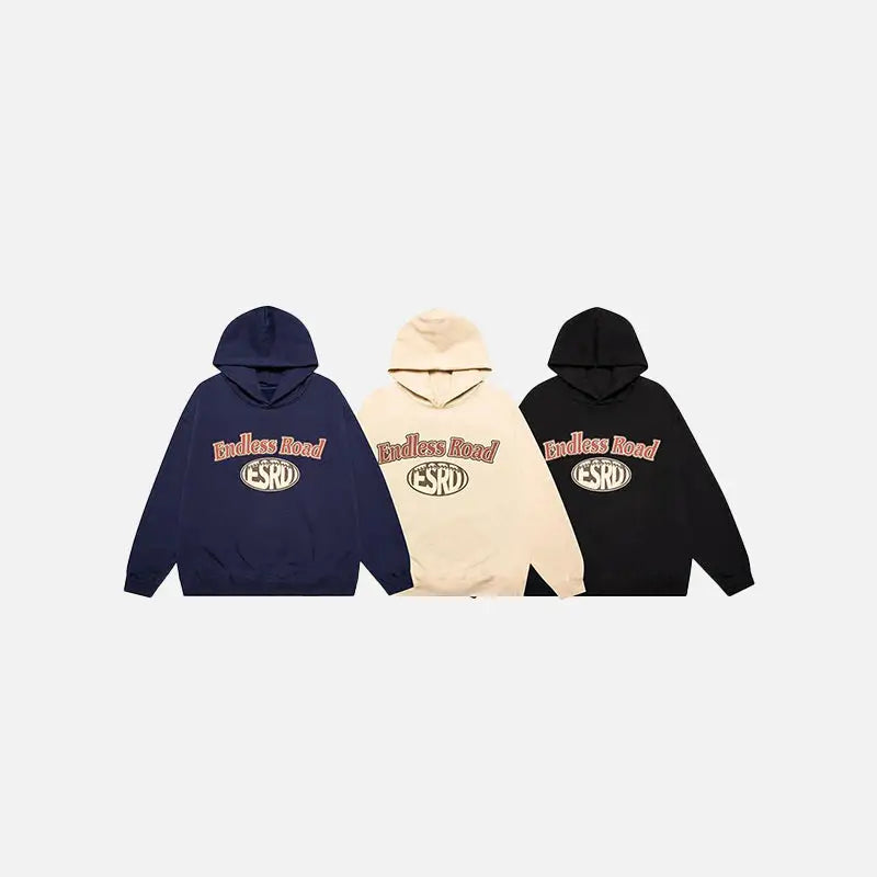 Endless road y2k oversized hoodie for streetwear style - hoodies