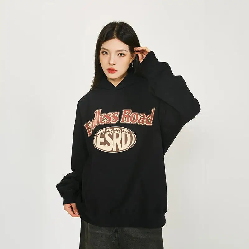 Endless road y2k oversized hoodie for streetwear style - hoodies