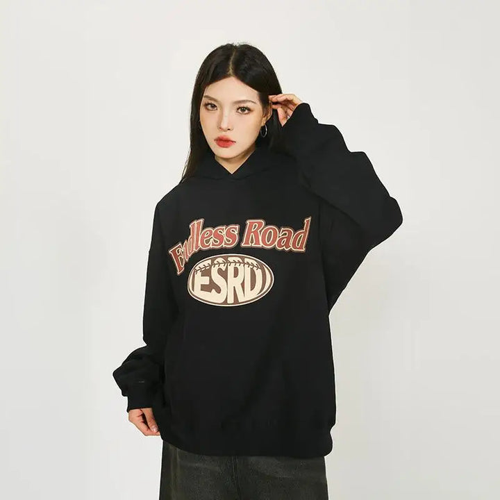 Endless road y2k oversized hoodie for streetwear style - hoodies