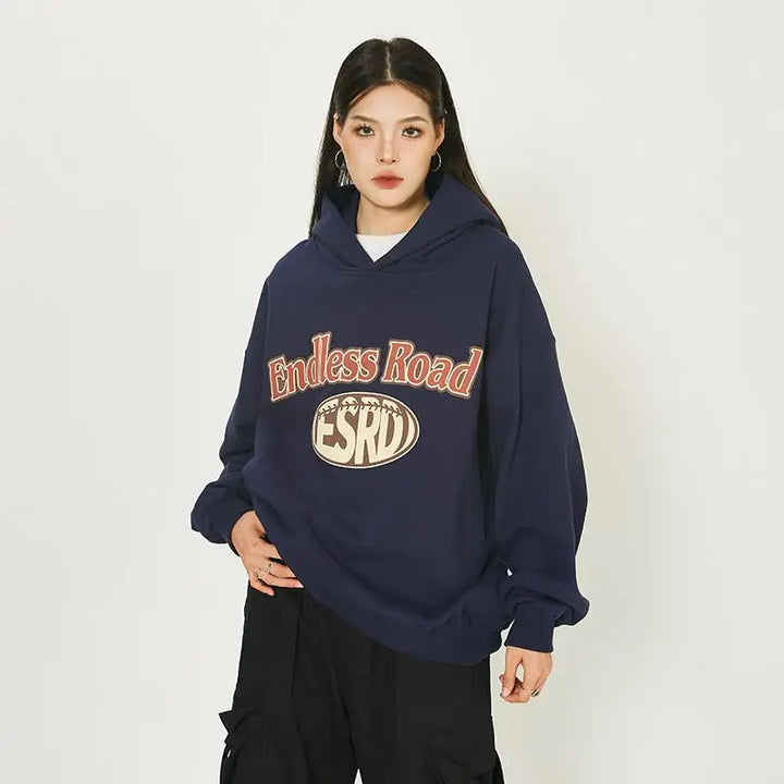 Endless road y2k oversized hoodie for streetwear style - hoodies