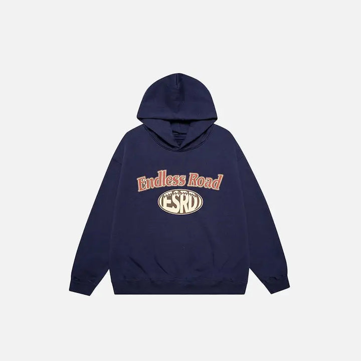 Endless road y2k oversized hoodie for streetwear style - navyblue / m - hoodies