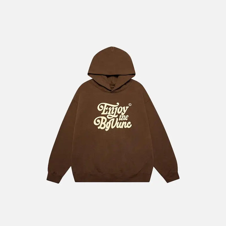 Enjoy y2k life hoodie with hooded collar in luxurious cotton - auburn / m - hoodies
