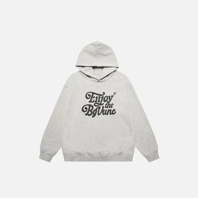 Enjoy y2k life hoodie with hooded collar in luxurious cotton - gray / m - hoodies