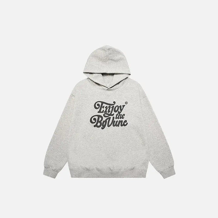 Enjoy y2k life hoodie with hooded collar in luxurious cotton - gray / m - hoodies