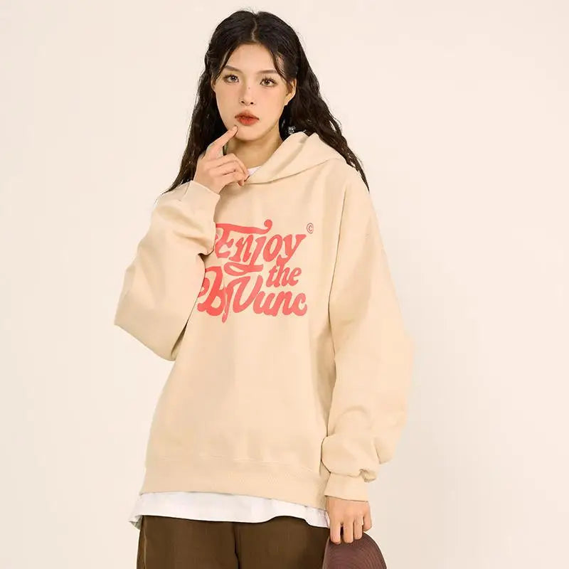 Enjoy y2k life hoodie with hooded collar in luxurious cotton - hoodies