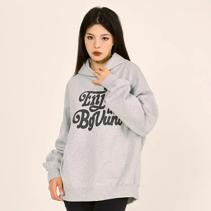 Enjoy y2k life hoodie with hooded collar in luxurious cotton - hoodies