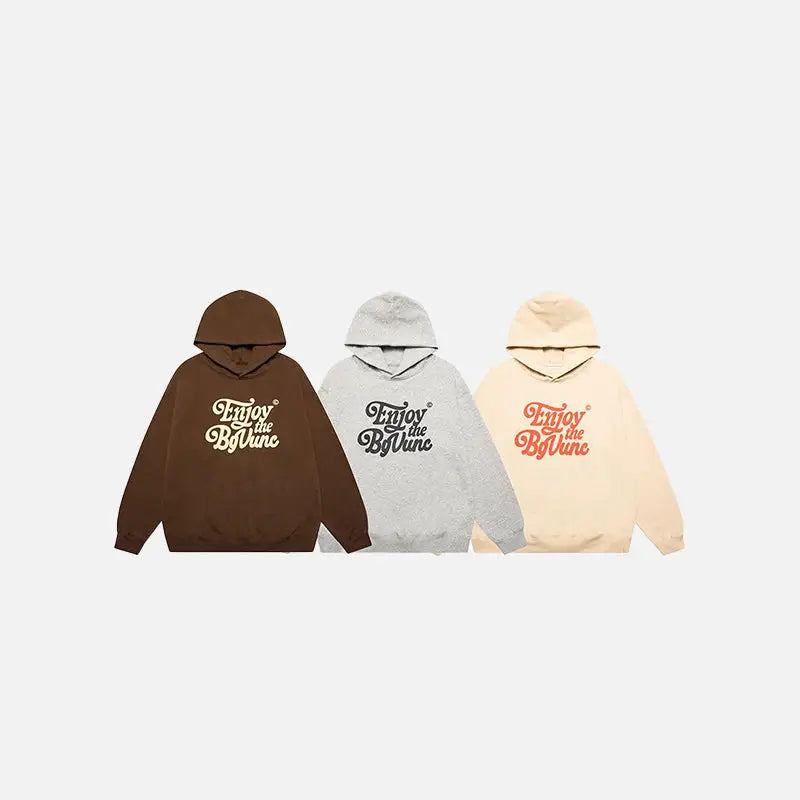 Enjoy y2k life hoodie with hooded collar in luxurious cotton - hoodies
