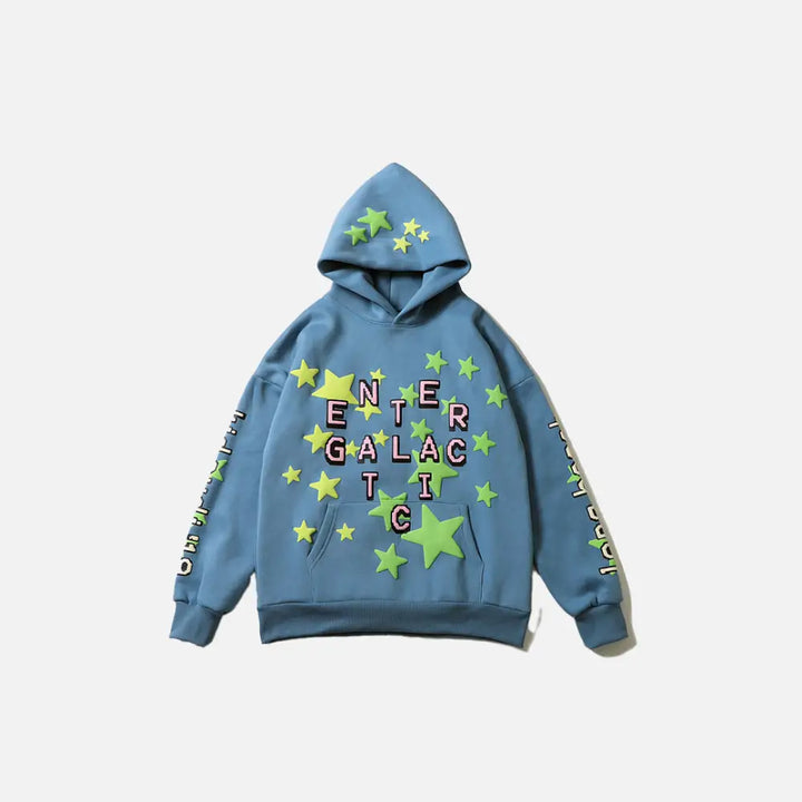 Enter galactic y2k hoodie for ultimate streetwear style - blue / m - hoodies