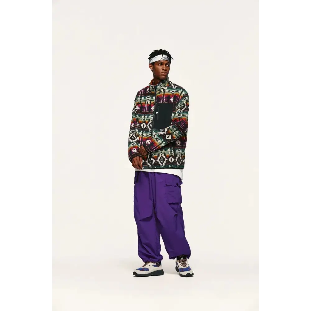 Y2k ethnic sherpa full zip jacket for winter comfort - jackets