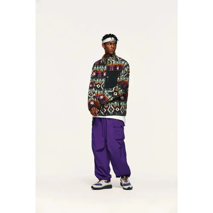 Y2k ethnic sherpa full zip jacket for winter comfort - jackets