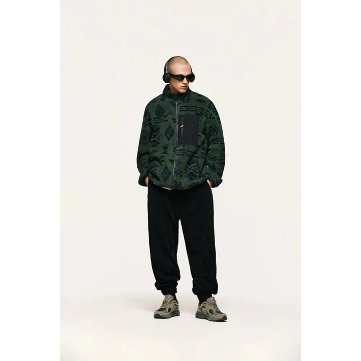 Y2k ethnic sherpa full zip jacket for winter comfort - jackets