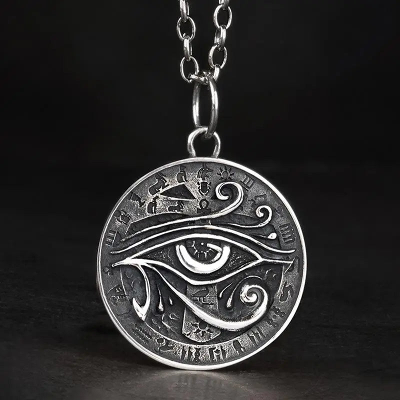 Eye of horus silver pendant necklace in exquisite design - wax rope - necklaces