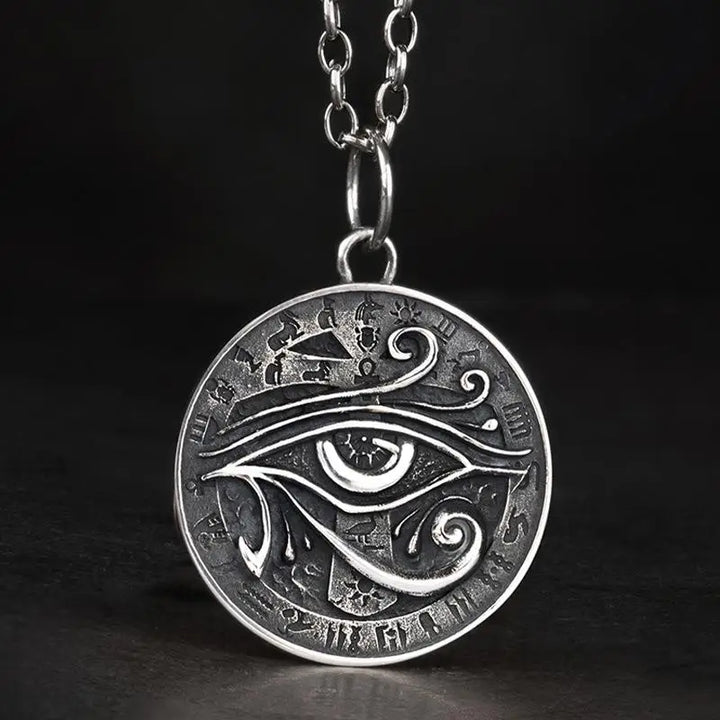 Eye of horus silver pendant necklace in exquisite design - wax rope - necklaces