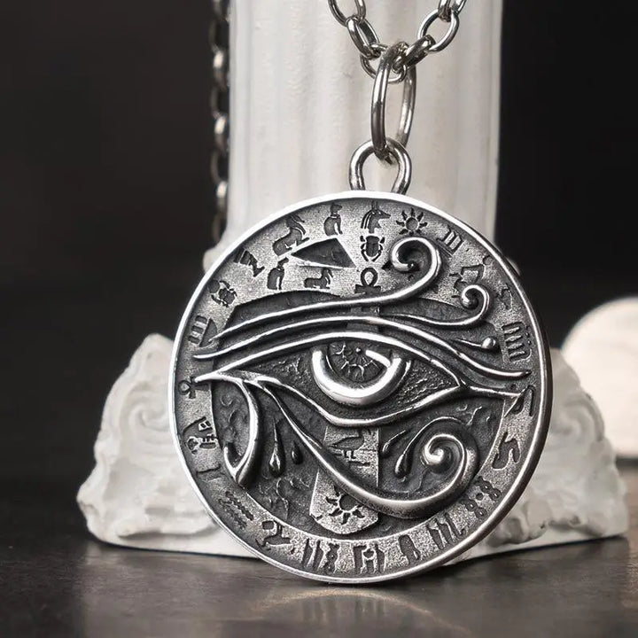 Eye of horus silver pendant necklace in exquisite design - wax rope - necklaces