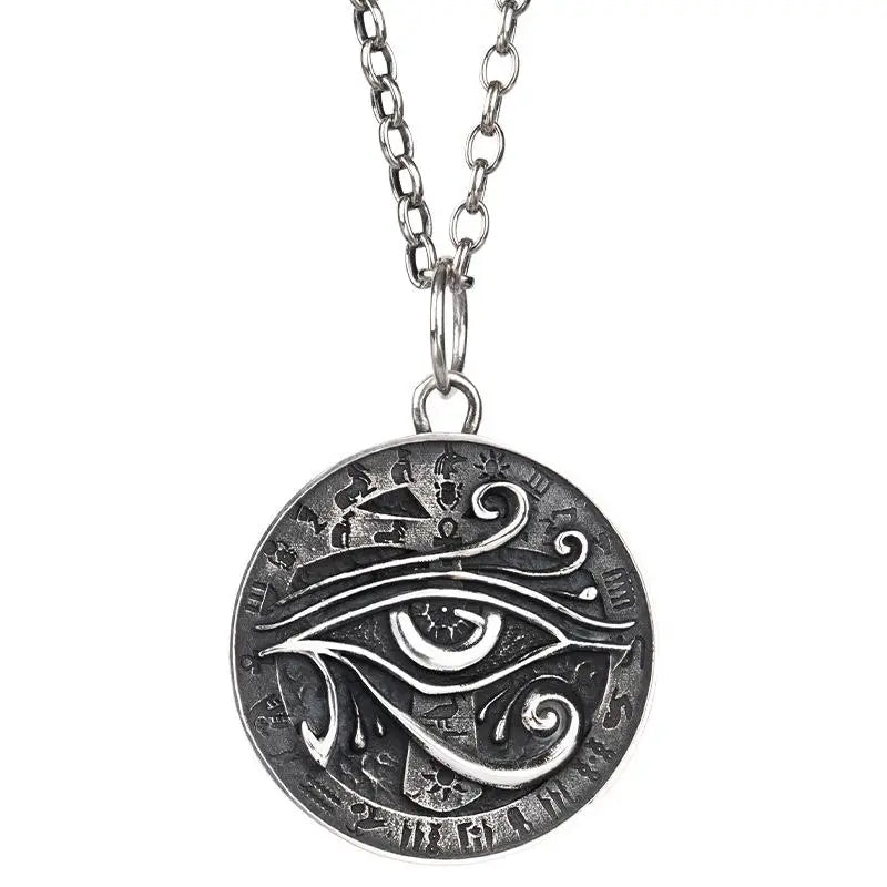 Eye of horus silver pendant necklace in exquisite design - wax rope - necklaces