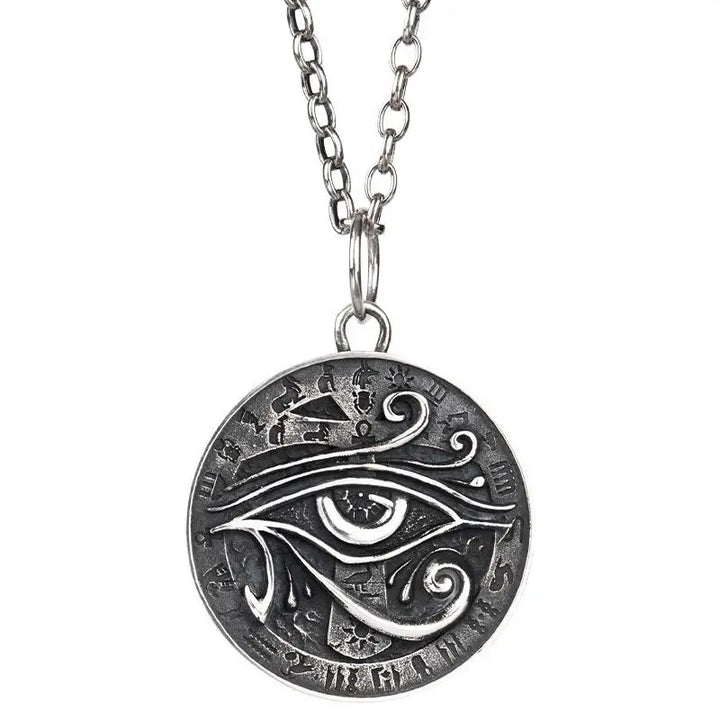 Eye of horus silver pendant necklace in exquisite design - wax rope - necklaces