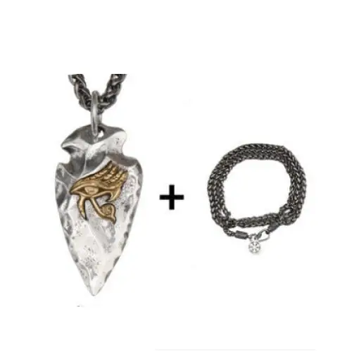 Horus spear necklace in 925 sterling silver with elegant finish - large pendant 4mm60cm wheat / necklaces