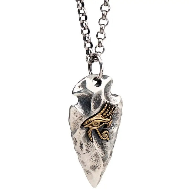 Horus spear necklace in 925 sterling silver with elegant finish - large wax pendant / necklaces