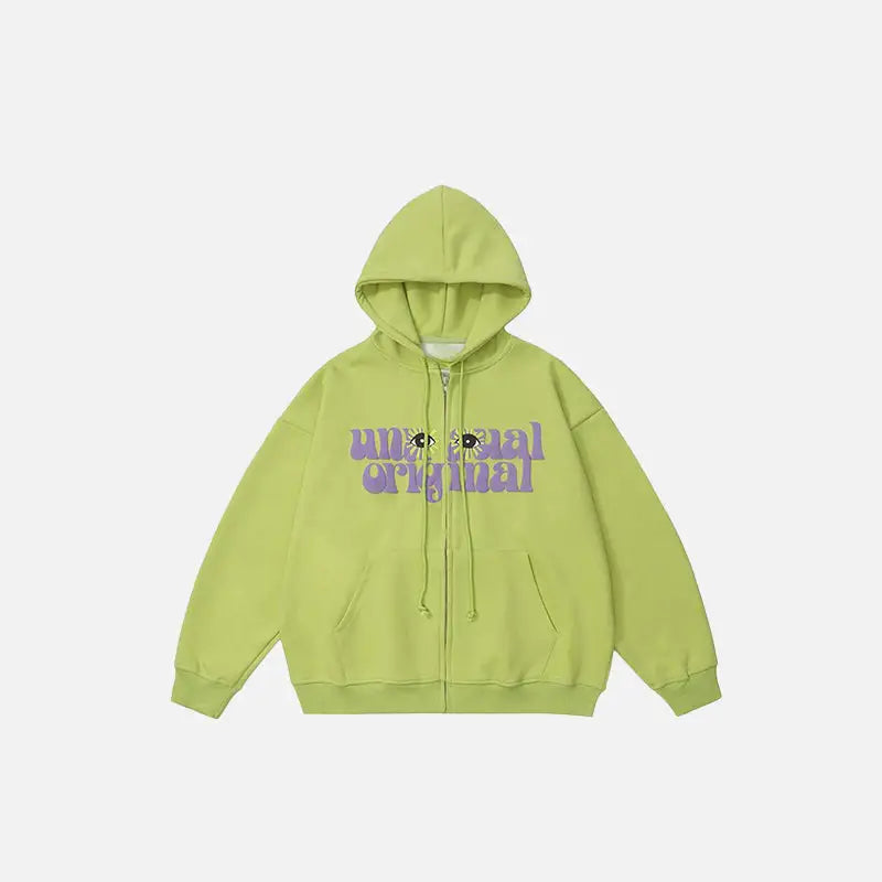 Y2k eyes zip hoodie from the latest streetwear collection - green / m - hoodies