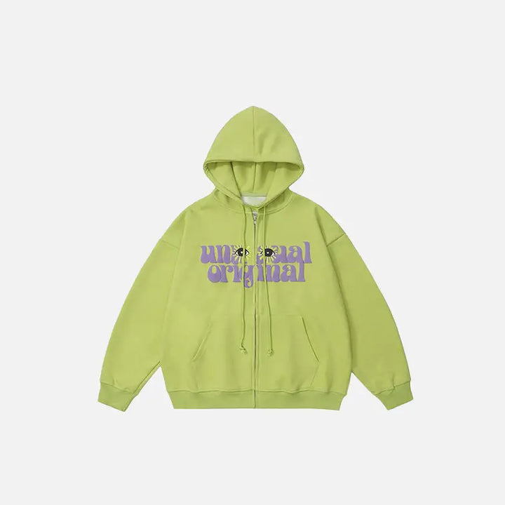 Y2k eyes zip hoodie from the latest streetwear collection - green / m - hoodies