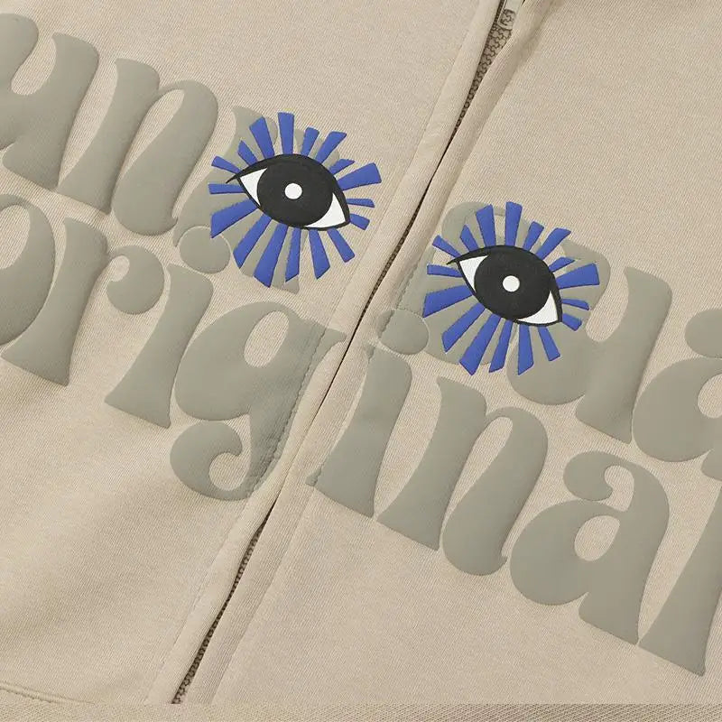 Y2k eyes zip hoodie from the latest streetwear collection - hoodies