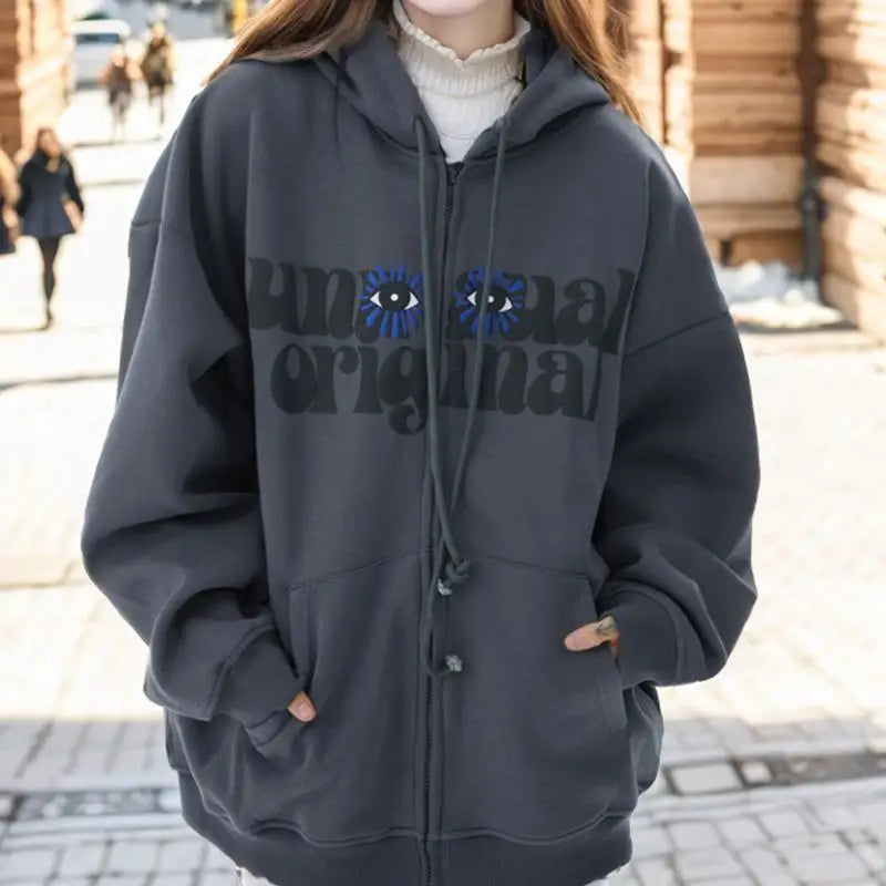 Y2k eyes zip hoodie from the latest streetwear collection - hoodies