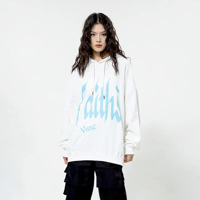 Faith graphic print hoodie from y2k streetwear store - hoodies