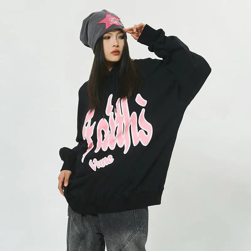 Faith graphic print hoodie from y2k streetwear store - hoodies