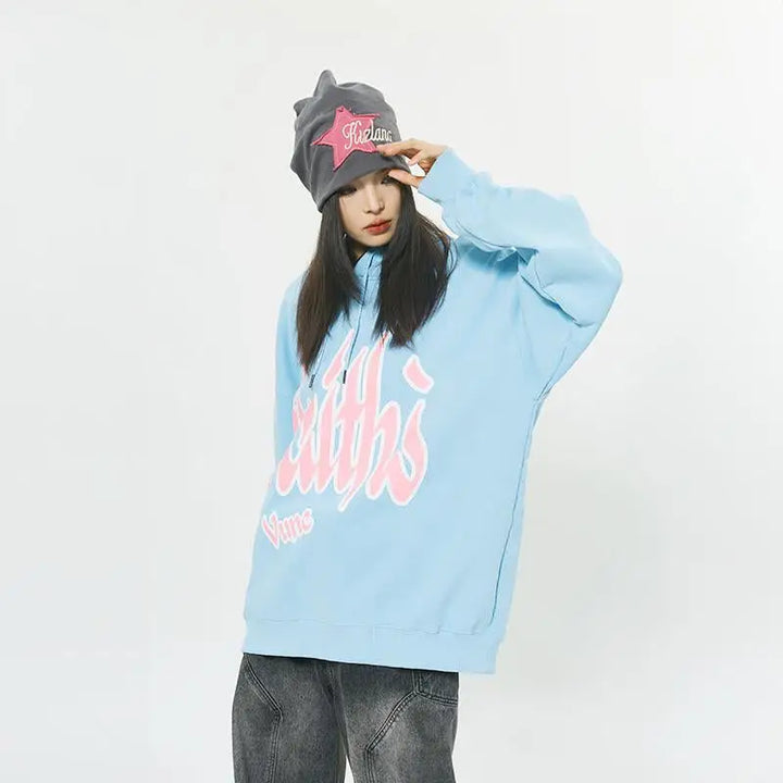 Faith graphic print hoodie from y2k streetwear store - hoodies