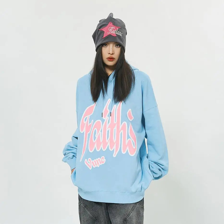 Y2k capuche hoodie with faith print in soft cotton - hoodies