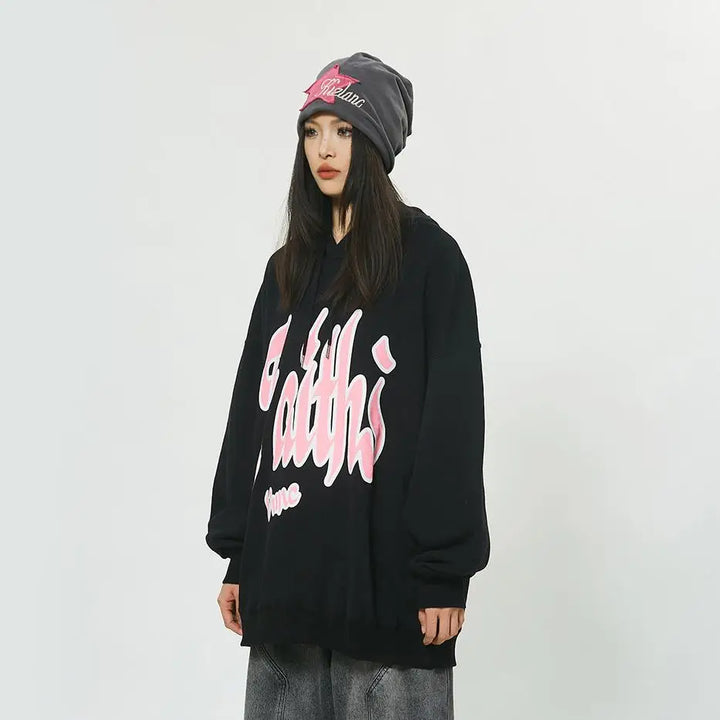 Y2k capuche hoodie with faith print in soft cotton - hoodies