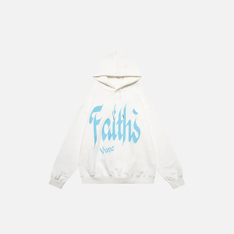 Y2k capuche hoodie with faith print in soft cotton - white / m - hoodies