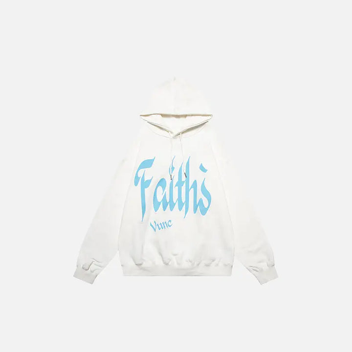Y2k capuche hoodie with faith print in soft cotton - white / m - hoodies