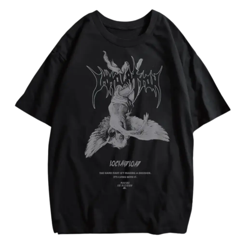Tee falling angel y2k: confort et style urbain - black / m