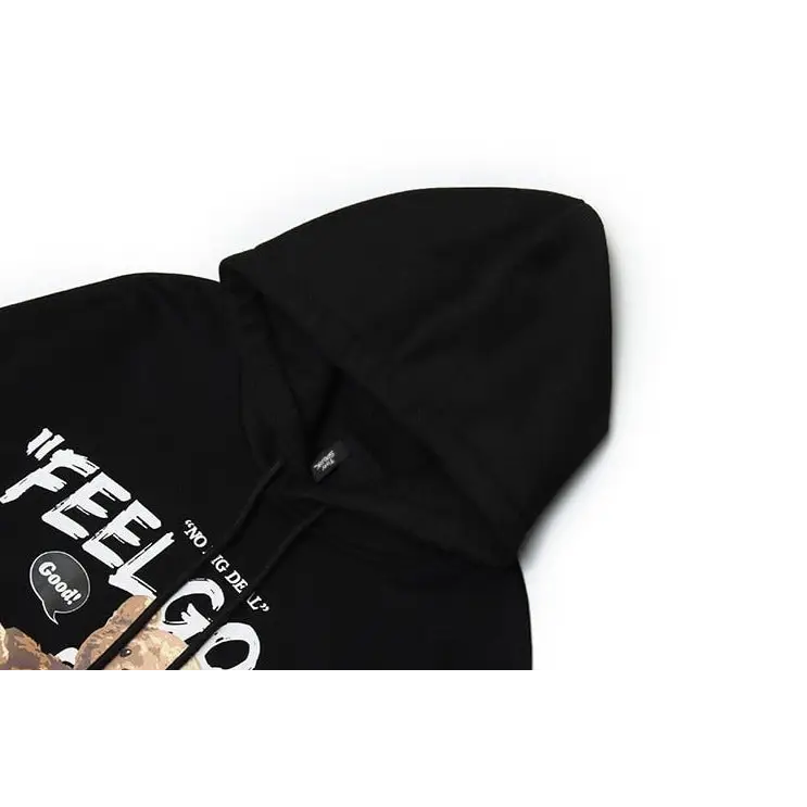 Feel good bear print y2k hoodie for stylish streetwear - hoodies