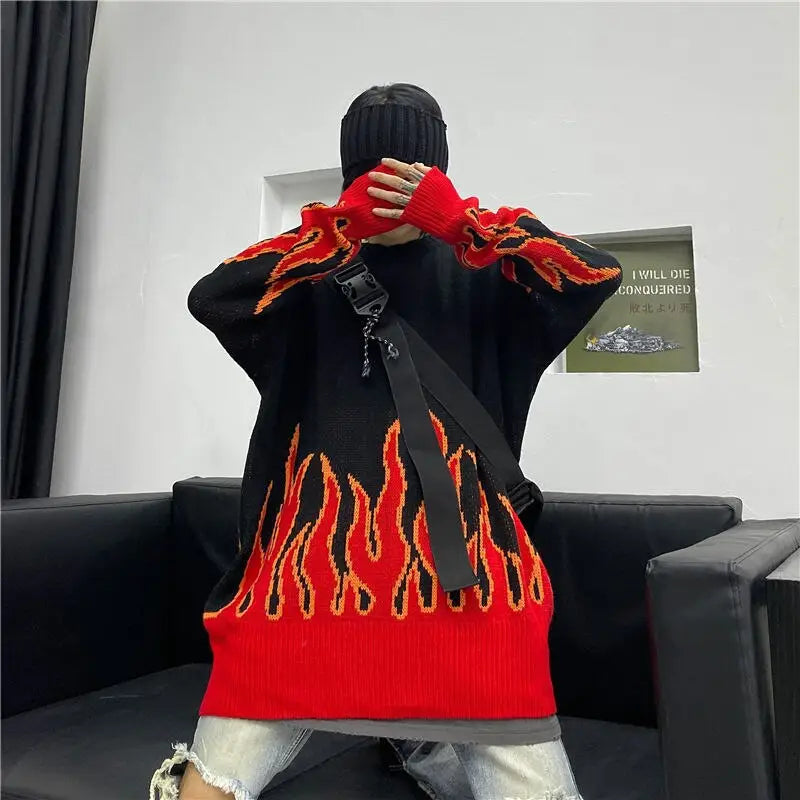 Y2k flame knit sweater - comfort and urban style