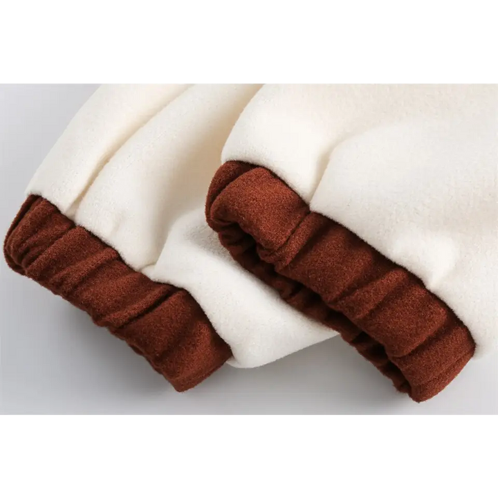 Campus jacket with flamboyant stand collar in trendy patchwork design - varsity jackets