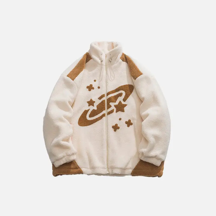 Shooting stars turtleneck fleece jacket for comfort and style - brown / m - jackets