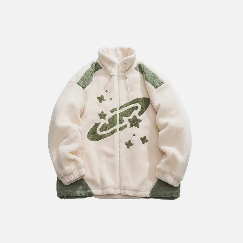 Shooting stars turtleneck fleece jacket for comfort and style - green / m - jackets