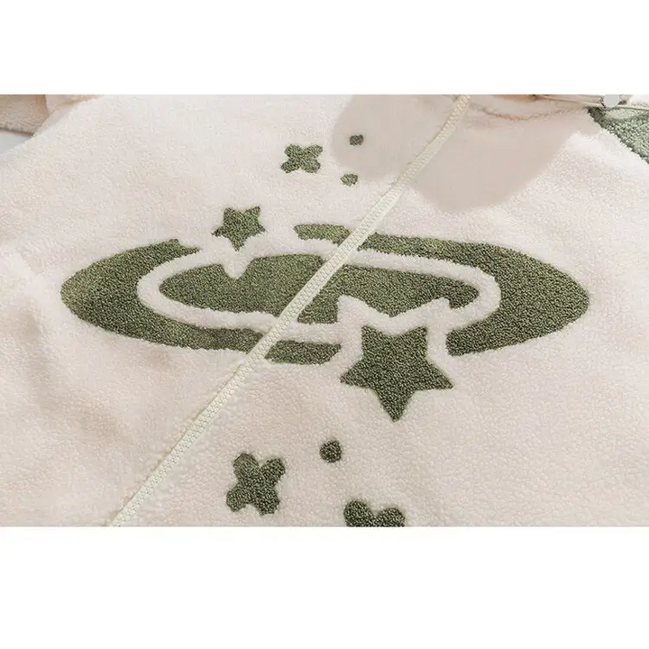 Shooting stars turtleneck fleece jacket for comfort and style - jackets