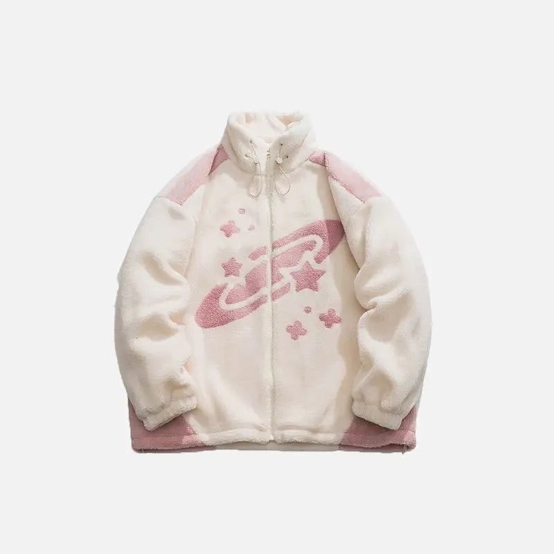 Shooting stars turtleneck fleece jacket for comfort and style - pink / m - jackets