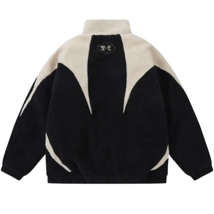 Washed black y2k fleece jacket for urban fashion enthusiasts