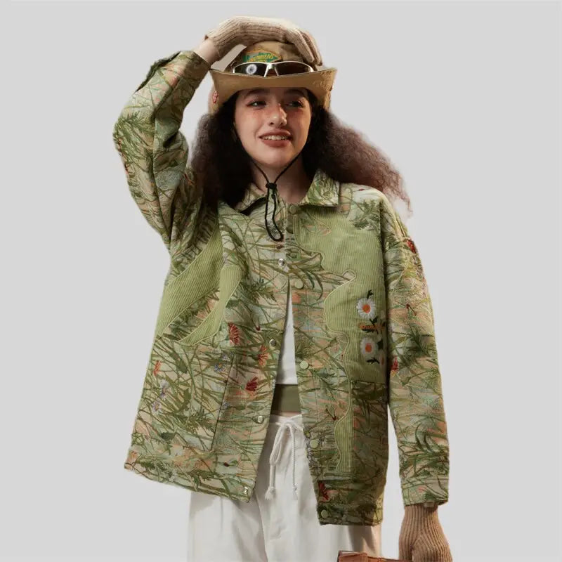 Daisy floral print jacket in y2k streetwear style