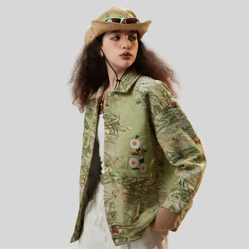 Daisy floral print jacket in y2k streetwear style