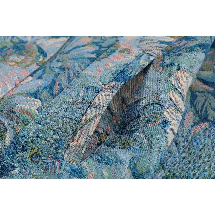 Y2k denim floral jacquard jacket with flap collar - jackets