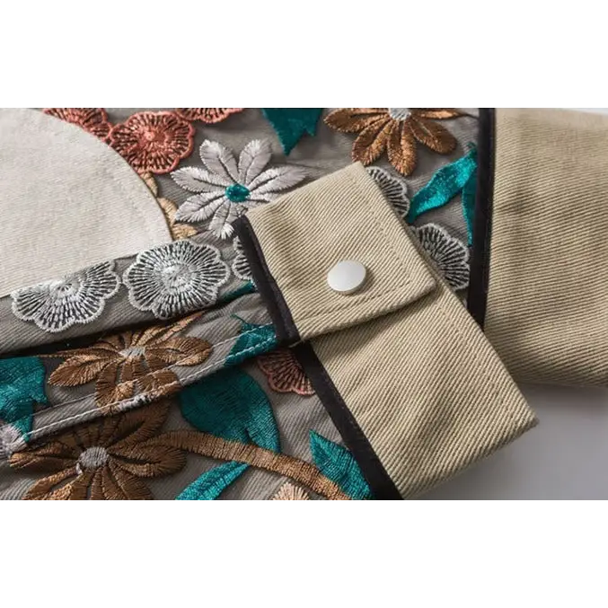 Y2k floral denim jacket in relaxed fit for stylish comfort