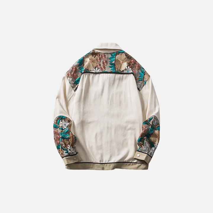 Y2k floral denim jacket in relaxed fit for stylish comfort