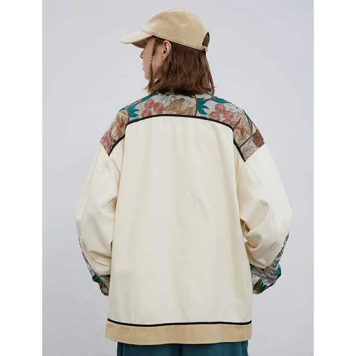 Y2k floral denim jacket in relaxed fit for stylish comfort